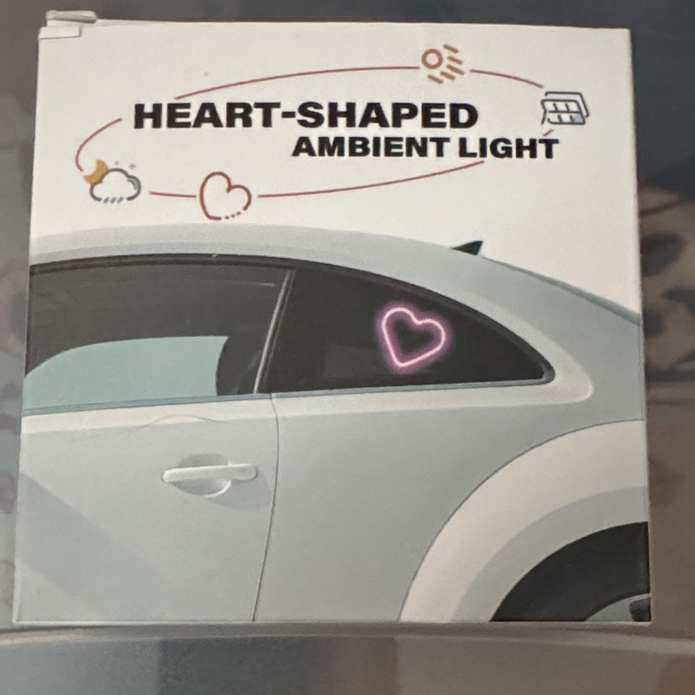 Heart-Shaped Ambient Light - Pink Neon Car Accent